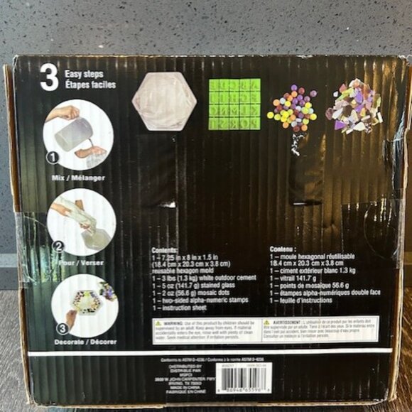 Art Minds Stepping Stone Kit 7.25" x 8" ~ 5 pc. 2 Patterns Hexagon~New in Box - Picture 2 of 3